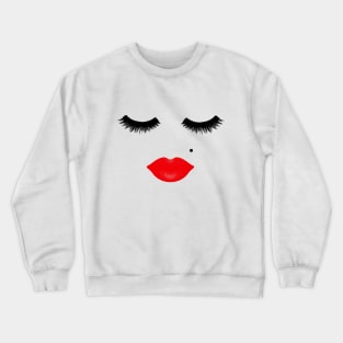 Red Lips and Eyelashes with Beauty Mark Crewneck Sweatshirt